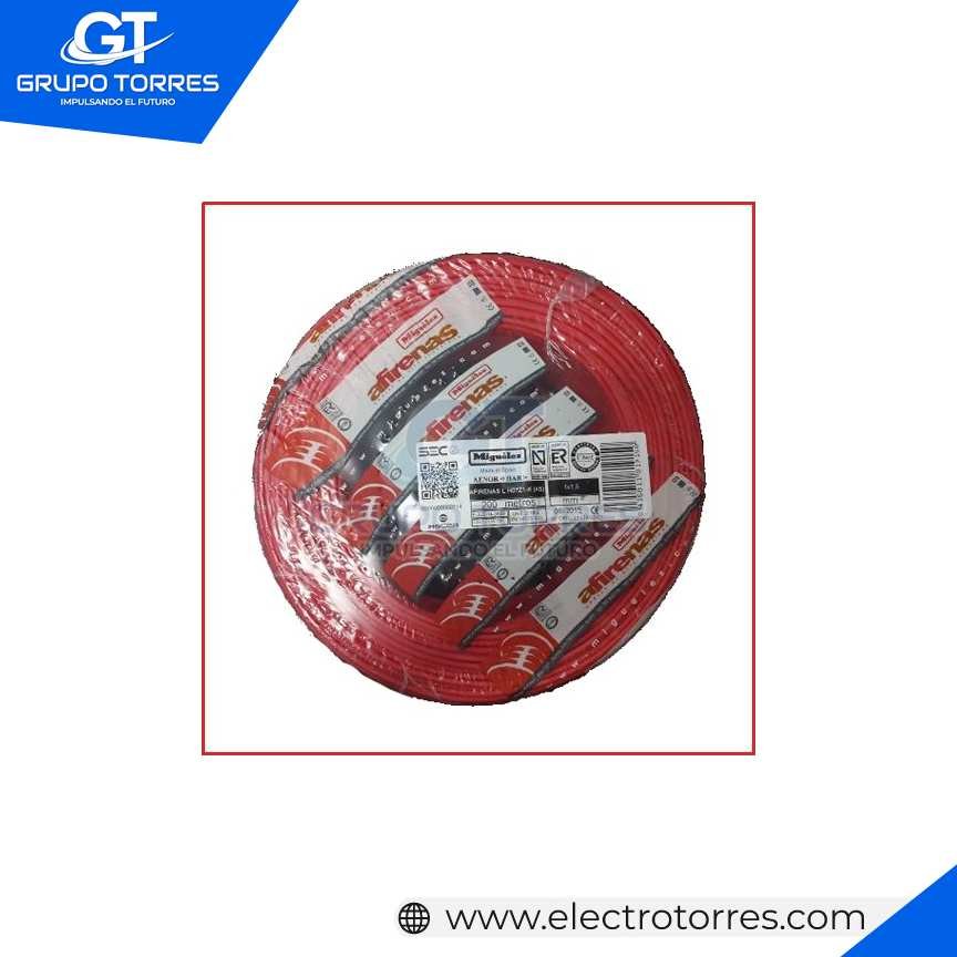 miguelez cable Afirenas L H07Z1-K(AS) 1X1mm2 450/750V rojo X 200MTS