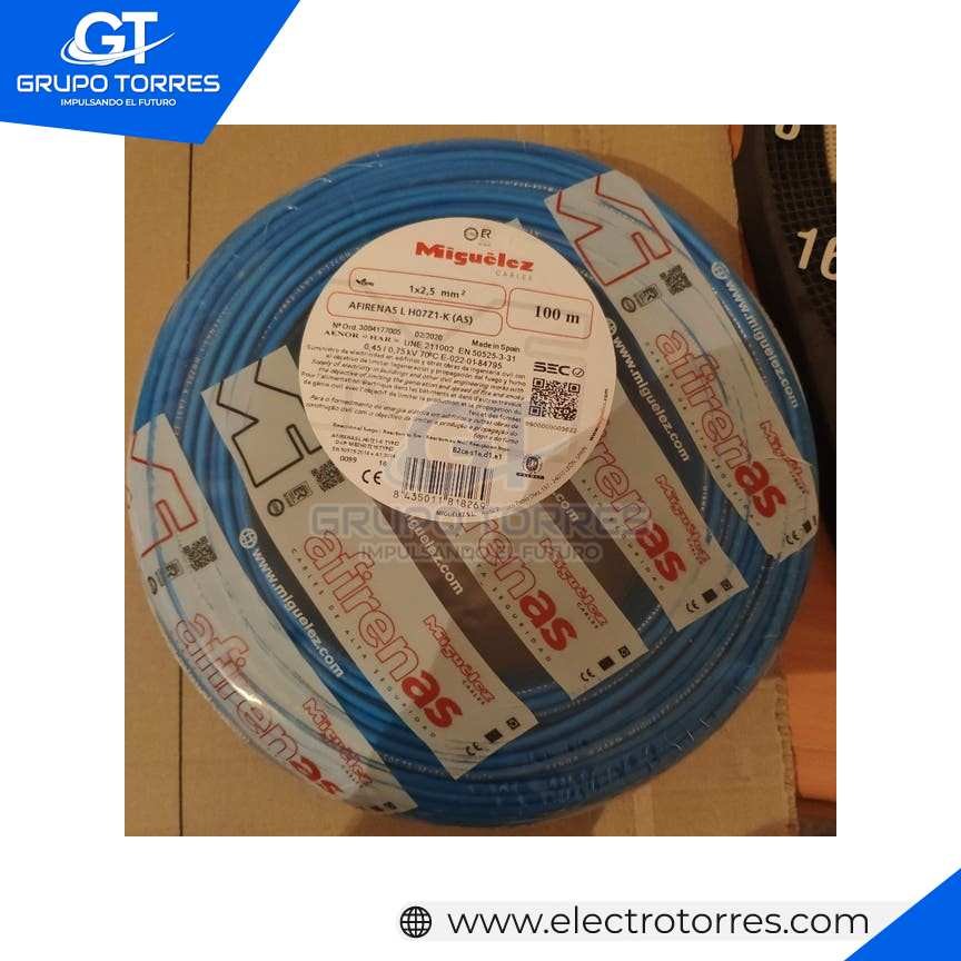 miguelez cable Afirenas L H07Z1-K(AS) 1X1mm2 450/750V Azul X 200MTS