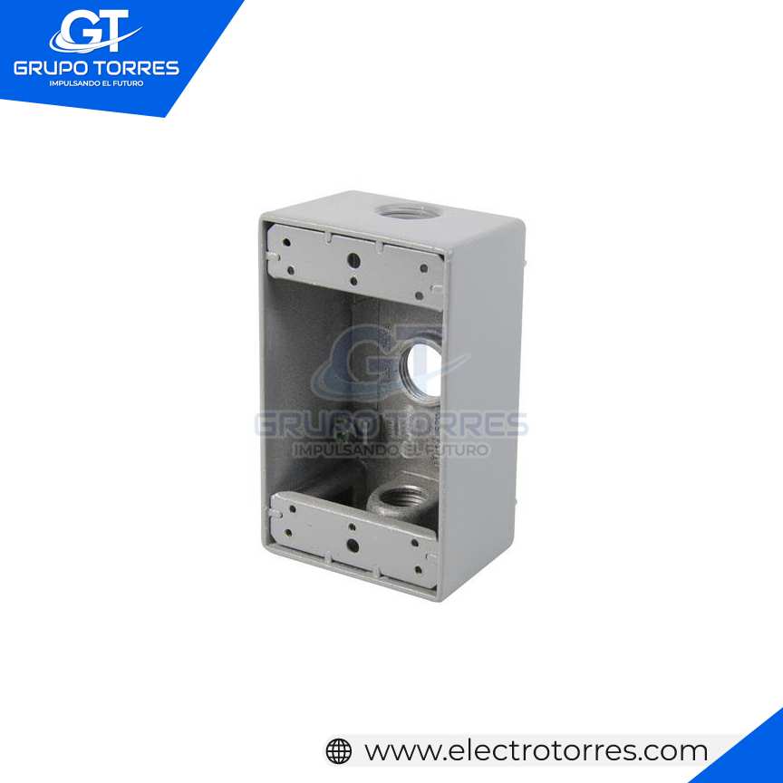 CAJA RECTANGULAR 1/2´´ 3 SALIDAS ACERO