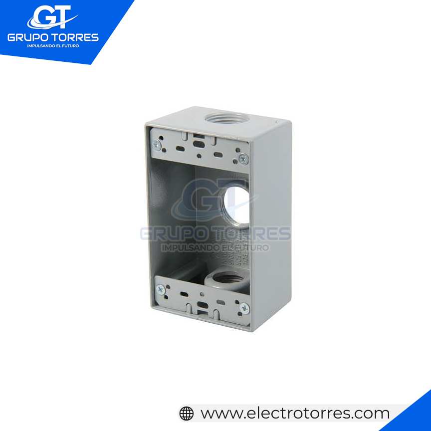 CAJA RECTANGULAR 3/4´´ 3 SALIDAS ACERO
