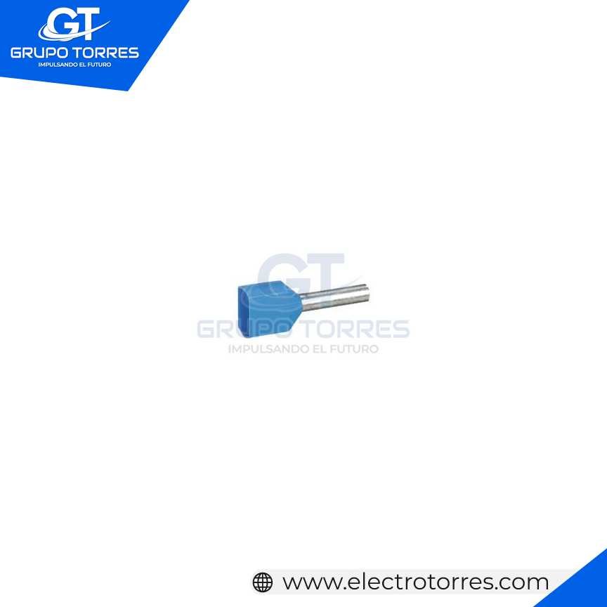 Terminal Doble Sobremoldeado [Ã˜E 2.9mm] Azul (Cable 14 awg)
