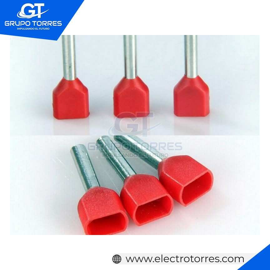 Terminal Doble Sobremoldeado [Ã˜E 2.3mm] Rojo (Cable 16 awg)