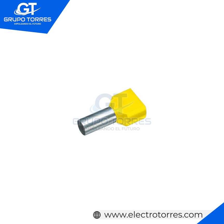 Terminal Doble Sobremoldeado [Ã˜E 2mm] Amarillo (Cable 18 awg)